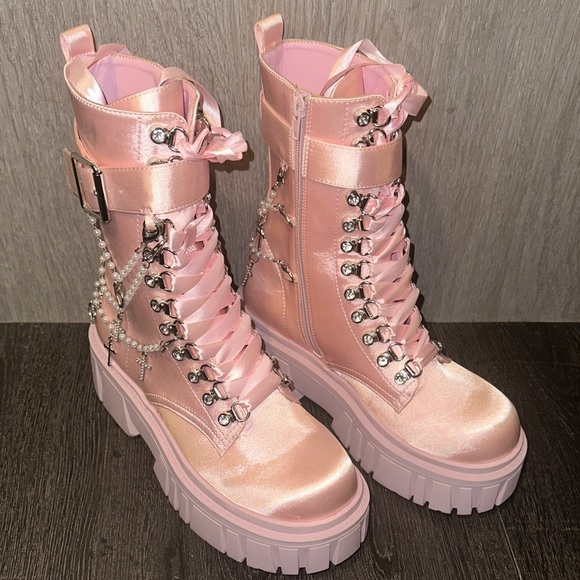 Sugar Thrillz Holy Revelations Combat Boots - Picture 3 of 11